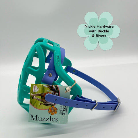 Teal muzzle with Nickle hardware