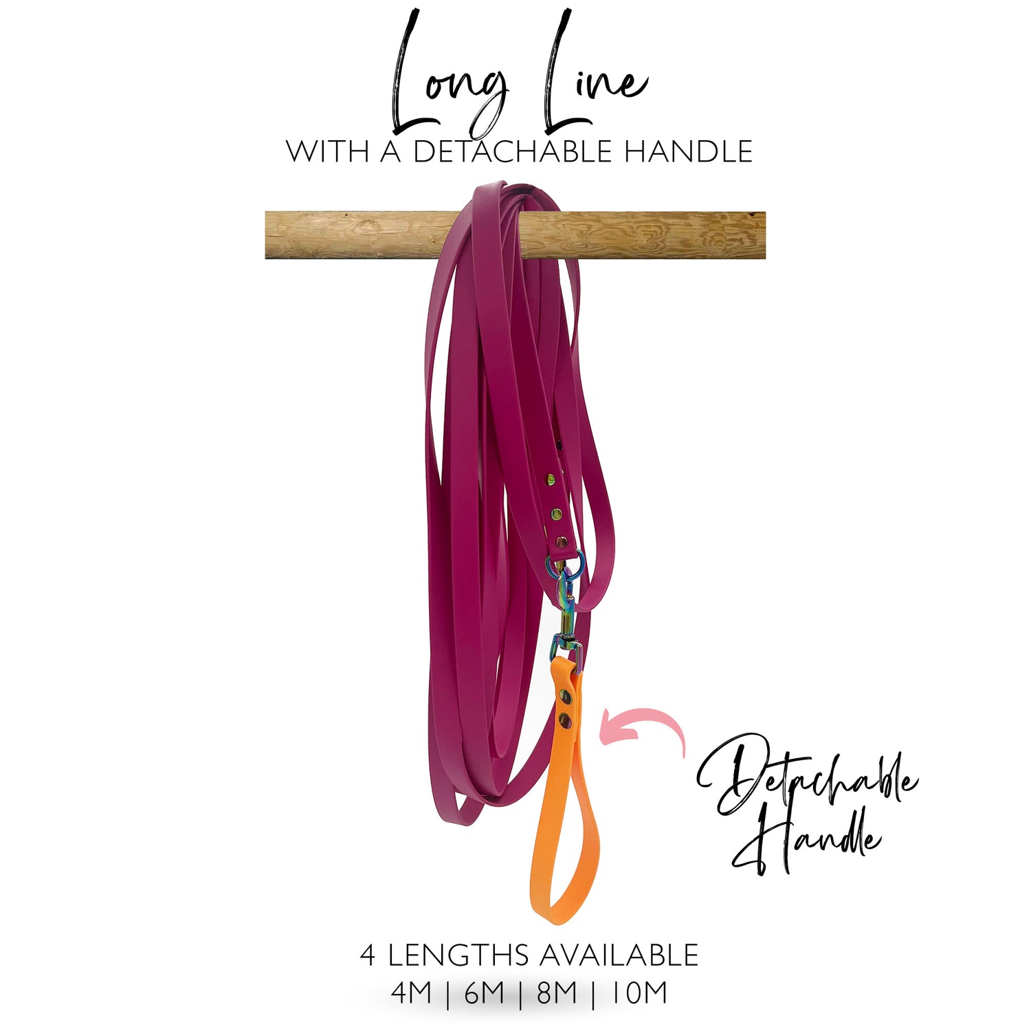 Biothane Long Line - personnalisable - Poignée amovible