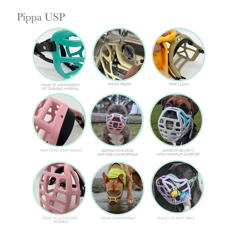 Taille Pippa Précommande - Muselière fabriquée sur commande avec personnalisation des couleurs - EXPÉDITION PRÉVUE À PARTIR DU 8 DÉCEMBRE 2025