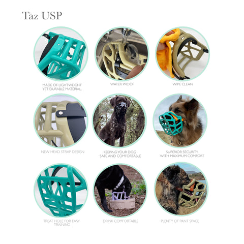 Size Taz Dog Muzzle - Made to order muzzle with colour customisation
