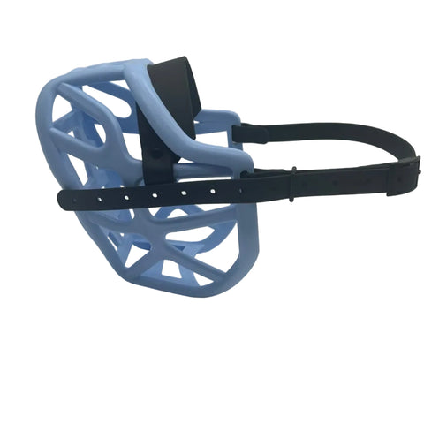 The Muzzle Movement Baby Blue Harry* 2.0 with black straps and black hardware on a white background
